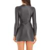 YiZYiF Women's Long Sleeve Bodycon Tight Pencil Dress Oil Glossy Sheer Micro Mini Dress Clubwear Dark_Gray X-Large view 2