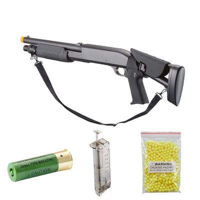 Triple Burst Shot Airsoft Metal Polymer Shotgun 400 FPS Multi-Shot Triple Burst Airsoft CQB Shotgun with Retractable Stock