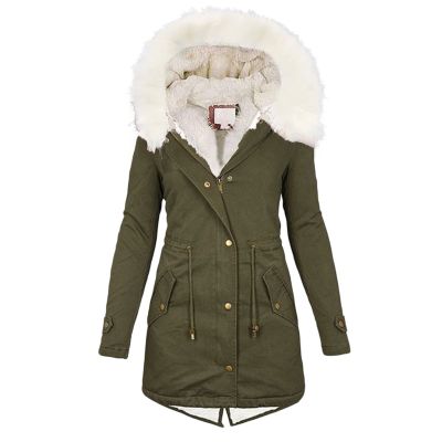 TIMIFIS Coats for Women Winter 2024 Oversized Puffer Jacket Thicken Lined Overcoat Fleece Warm Outerwear with Fur Hood