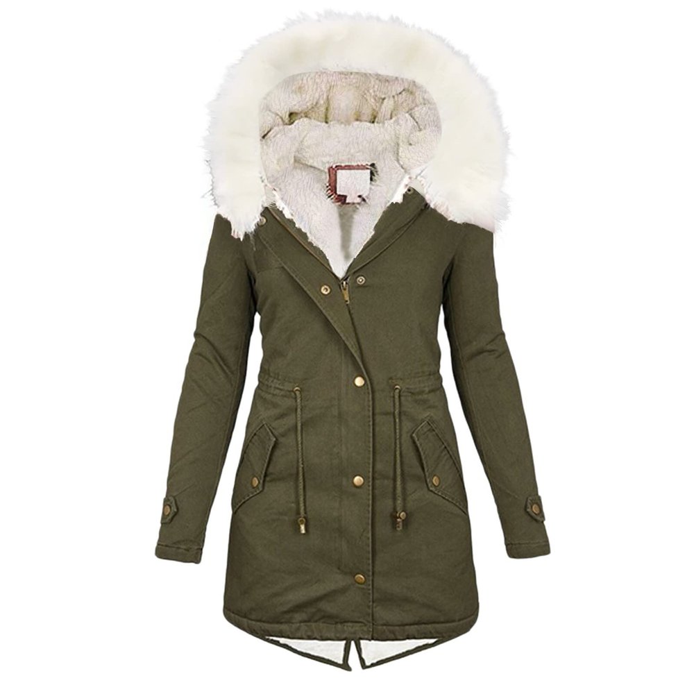 TIMIFIS Coats for Women Winter 2024 Oversized Puffer Jacket Thicken Lined Overcoat Fleece Warm Outerwear with Fur Hood