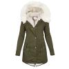 TIMIFIS Coats for Women Winter 2024 Oversized Puffer Jacket Thicken Lined Overcoat Fleece Warm Outerwear with Fur Hood view 1