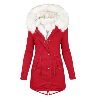 TIMIFIS Coats for Women Winter 2024 Oversized Puffer Jacket Thicken Lined Overcoat Fleece Warm Outerwear with Fur Hood