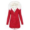TIMIFIS Coats for Women Winter 2024 Oversized Puffer Jacket Thicken Lined Overcoat Fleece Warm Outerwear with Fur Hood view 1