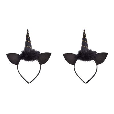 Abaodam Halloween Unicorn Headband, Unicorn Horn Headbands Unicorn Party Supplies Hair Hoops Headwear for Halloween Christmas Birthday Cosplay Costume 2PCS (Black)