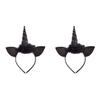 Abaodam Halloween Unicorn Headband, Unicorn Horn Headbands Unicorn Party Supplies Hair Hoops Headwear for Halloween Christmas Birthday Cosplay Costume 2PCS (Black) view 1