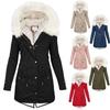 TIMIFIS Coats for Women Winter 2024 Oversized Puffer Jacket Thicken Lined Overcoat Fleece Warm Outerwear with Fur Hood view 2