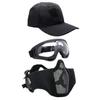 Airsoft Half Face Mask with Goggles Hat Set Tactical Masks Full Face Ear Protective Baseball Cap for CS Halloween and Game view 1
