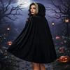 GORAIS Black Velvet Hooded Cloak Short Cape Halloween Cosplay Costume Cloaks for Women view 2