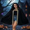 GORAIS Black Velvet Hooded Cloak Short Cape Halloween Cosplay Costume Cloaks for Women view 3