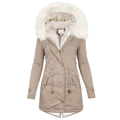 TIMIFIS Coats for Women Winter 2024 Oversized Puffer Jacket Thicken Lined Overcoat Fleece Warm Outerwear with Fur Hood