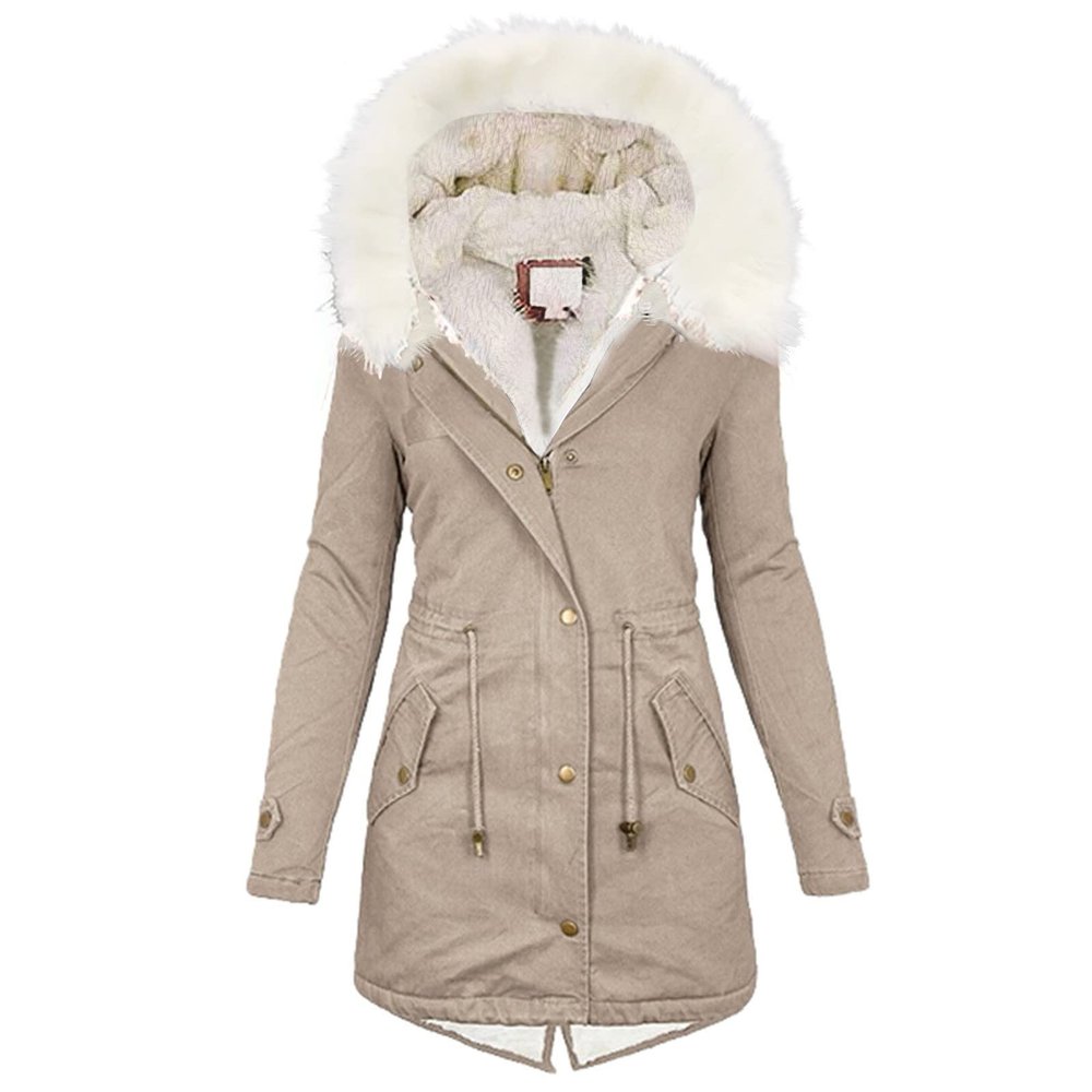 TIMIFIS Coats for Women Winter 2024 Oversized Puffer Jacket Thicken Lined Overcoat Fleece Warm Outerwear with Fur Hood