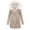 TIMIFIS Coats for Women Winter 2024 Oversized Puffer Jacket Thicken Lined Overcoat Fleece Warm Outerwear with Fur Hood view 1