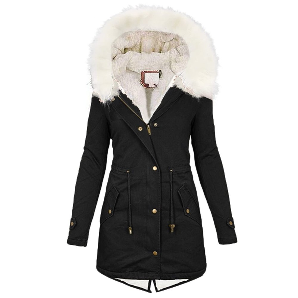 TIMIFIS Coats for Women Winter 2024 Oversized Puffer Jacket Thicken Lined Overcoat Fleece Warm Outerwear with Fur Hood
