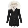 TIMIFIS Coats for Women Winter 2024 Oversized Puffer Jacket Thicken Lined Overcoat Fleece Warm Outerwear with Fur Hood view 1