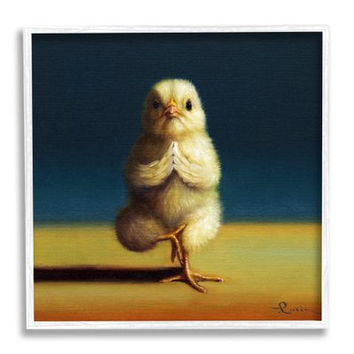 Stupell Industries Yellow Chick Meditating Yoga Pose Animal Fitness Framed Wall Art, Design By Lucia Heffernan