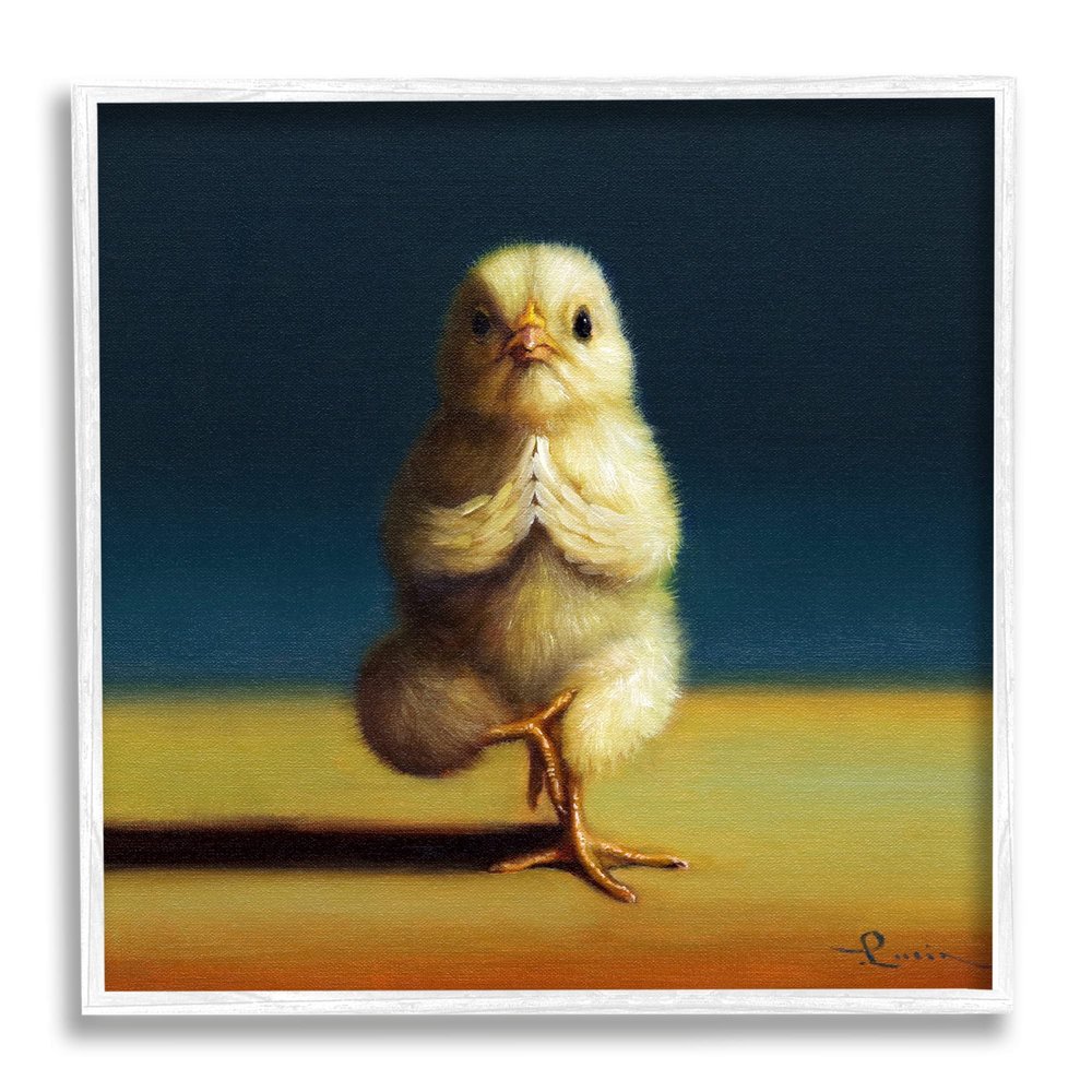 Stupell Industries Yellow Chick Meditating Yoga Pose Animal Fitness Framed Wall Art, Design By Lucia Heffernan
