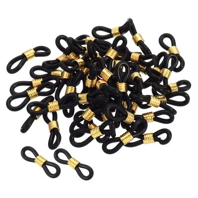PATIKIL Eyeglass Chain Connector, 50 Pack Adjustable Anti Slip Silicone Rubber Strap Holder Chain End Loop for Women Men Eyeglasses Sunglasses, Black Gold