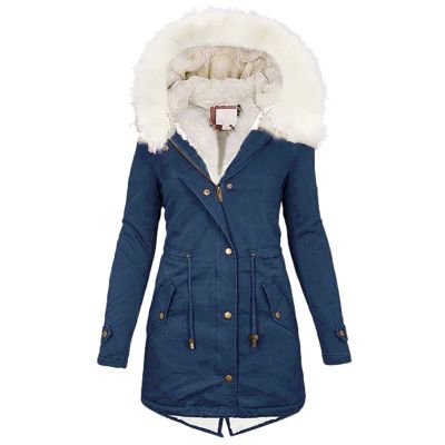 TIMIFIS Coats for Women Winter 2024 Oversized Puffer Jacket Thicken Lined Overcoat Fleece Warm Outerwear with Fur Hood