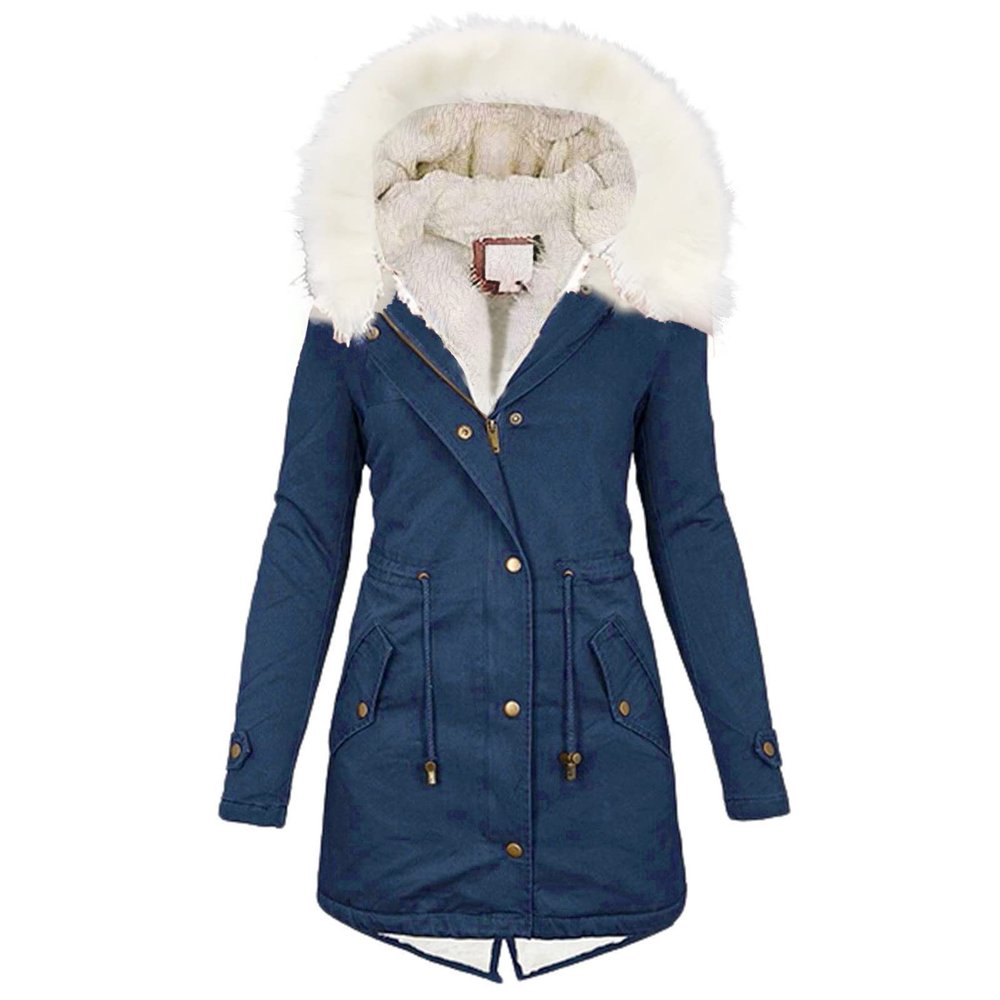 TIMIFIS Coats for Women Winter 2024 Oversized Puffer Jacket Thicken Lined Overcoat Fleece Warm Outerwear with Fur Hood