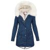 TIMIFIS Coats for Women Winter 2024 Oversized Puffer Jacket Thicken Lined Overcoat Fleece Warm Outerwear with Fur Hood view 1