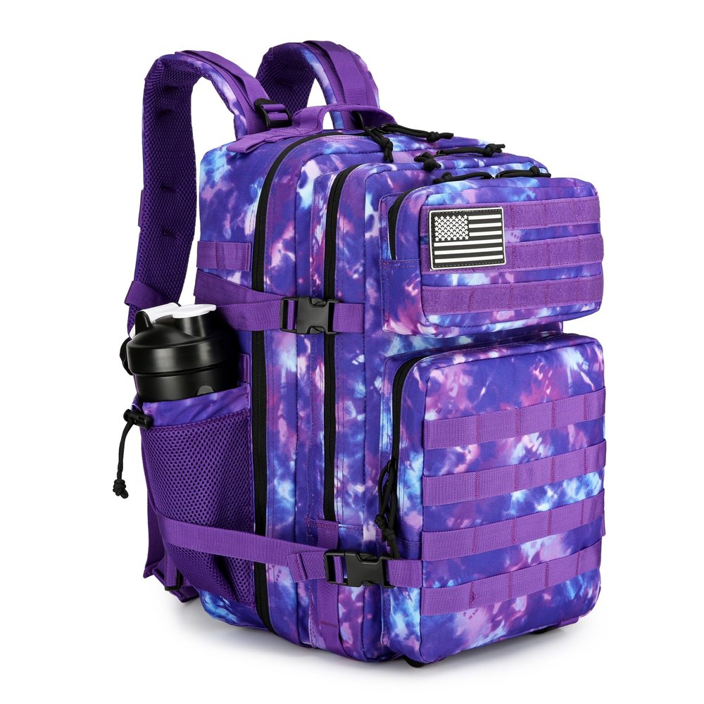 Lovelinks21 45L Tactical Assault Backpack 3 day assault pack with Molle Waterproof backpack Rucksack for Tactical Backpacks (Purple Camo)