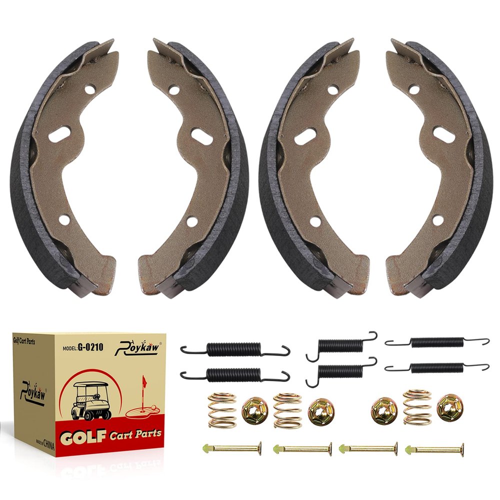 Roykaw Golf Cart Brake Shoes Pads and Springs Kit Compatible with EZGO 1996-Up TXT/ST350/Workhorse and Yamaha 1993-Up G14, G16, G19-G22 Models, Replaces OEM # 27943G01, 70794G01, 70795G01