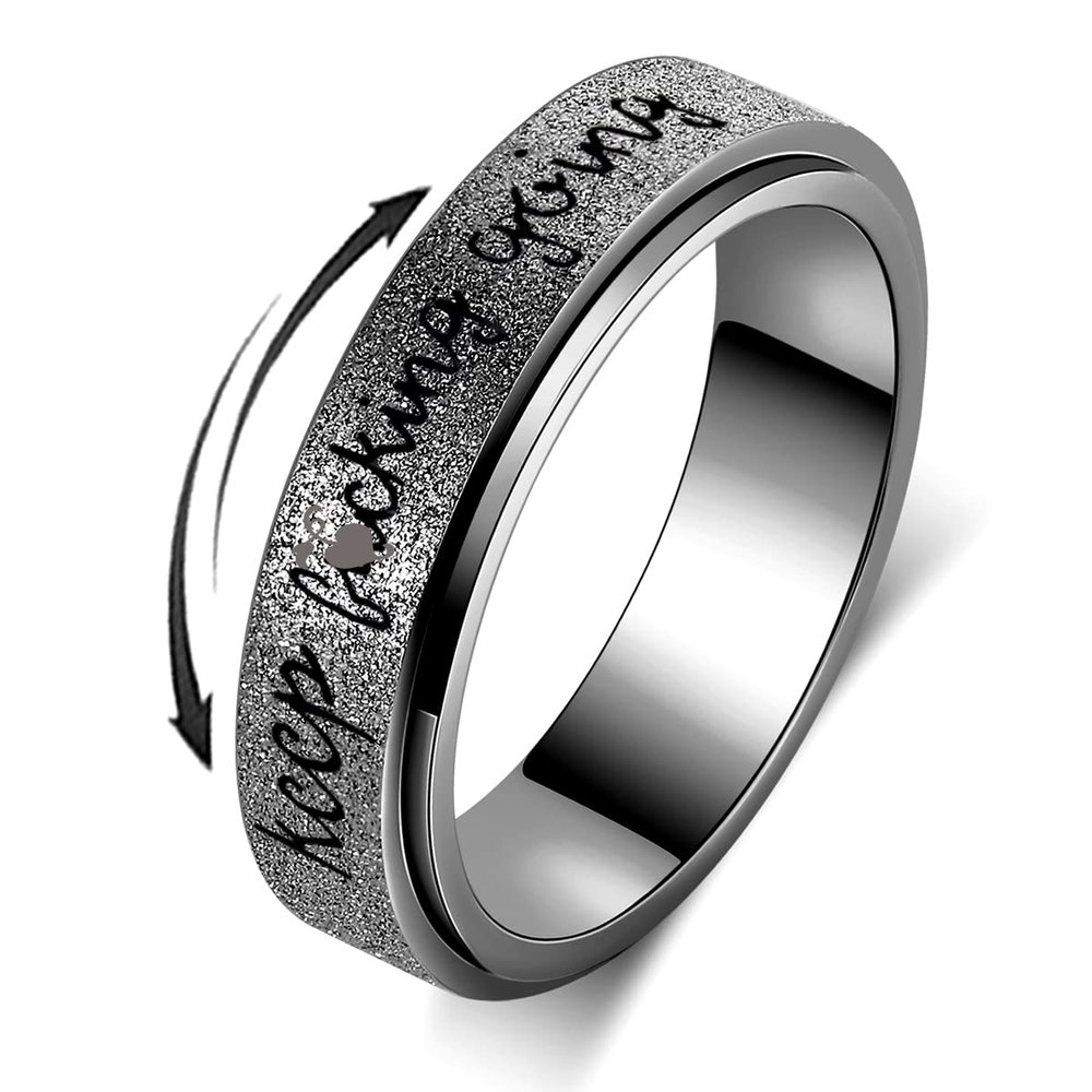 LuckyAmor Fidget Rings Women for Anxiety Rings:Stainless Steel Fidget Rings for Men Spinner Ring Personalized Inspirational Fidget Ring for Anxiety Rings