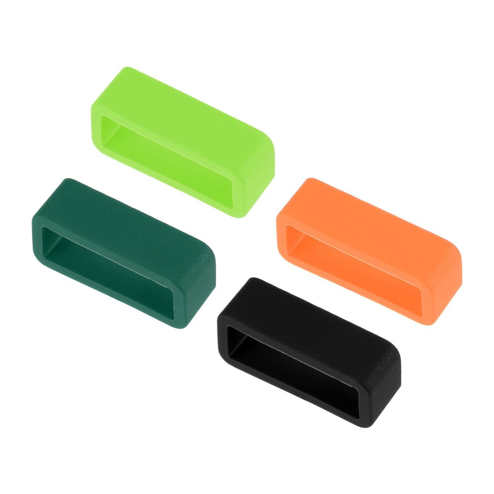 uxcell Watch Band Strap Loops, 18mm Width Rubber Fastener Rings Silicone Watch Holder Retainers for Watch Band 4 Color 8 Pcs