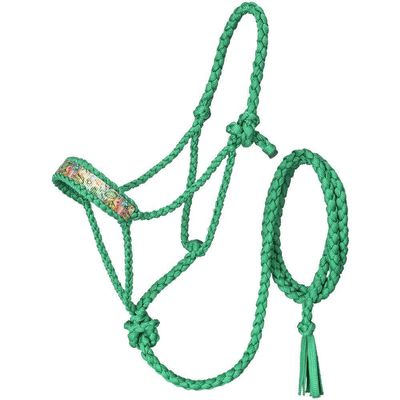 Coolhorse Tough 1 Cactus Printed Green Mule Tape Halter with 10' Lead Rope