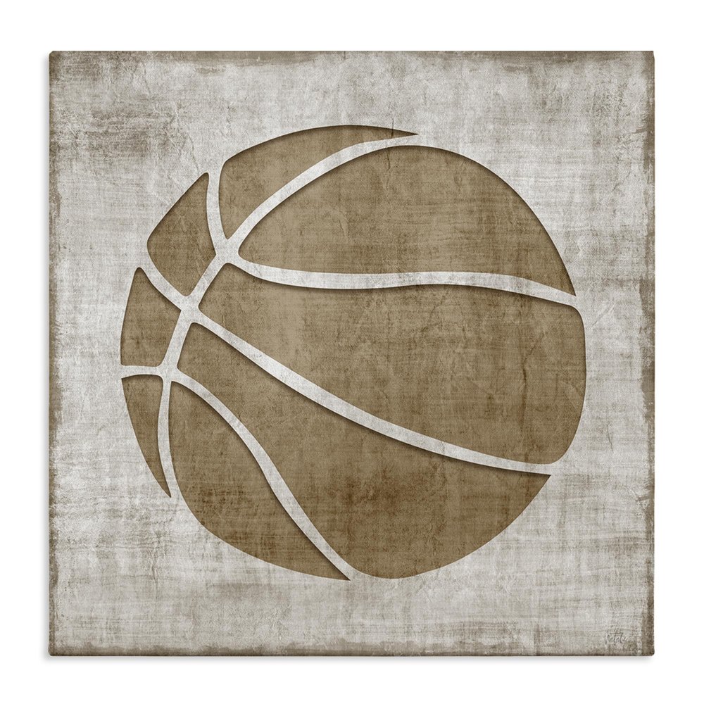 Stupell Industries 'Rustic Basketball Silhouette Shape Sports Team Ball ', Canvas Art, 17 x 17 Inches, Easy to Hang and Sturdy, Made in USA, by Natalie Carpentieri