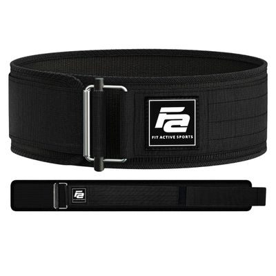 Fit Active Sports Self-Locking Weight Lifting Belt | Premium Weightlifting Belt for Cross Training & Power Lifting | Fast Locking Release Mechanism for Fitness and Power Lifting | Black, Small