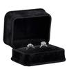 Allure - Rich Suede Black Luxury Ring Box With Double Ring Slot, Elegant Diamond Ring Case, With Black Velour Interior, Jewelry Display Gift Box, For Unique Proposal Or Wedding view 1