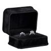 Allure - Rich Suede Black Luxury Ring Box With Double Ring Slot, Elegant Diamond Ring Case, With Black Velour Interior, Jewelry Display Gift Box, For Unique Proposal Or Wedding view 2