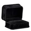Allure - Rich Suede Black Luxury Ring Box With Double Ring Slot, Elegant Diamond Ring Case, With Black Velour Interior, Jewelry Display Gift Box, For Unique Proposal Or Wedding view 3