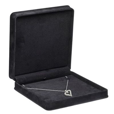 Allure - Rich Suede Black Luxury Necklace Box, Elegant Diamond Necklace Case, With Black Velour Interior, Jewelry Display Gift Box, For Unique Proposal, Engagement Or Wedding.