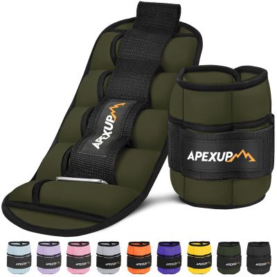 APEXUP 10lbs/Pair Adjustable Ankle Weights for Women and Men, Modularized Leg Weight Straps for Yoga, Walking, Running, Aerobics, Gym, Physical Therapy (Green)