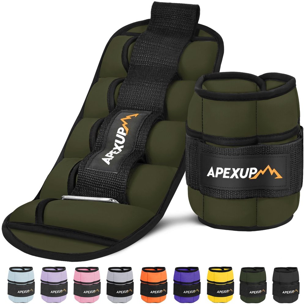 APEXUP 10lbs/Pair Adjustable Ankle Weights for Women and Men, Modularized Leg Weight Straps for Yoga, Walking, Running, Aerobics, Gym, Physical Therapy (Green)