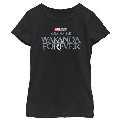 Marvel Girl's Black Panther: Wakanda Forever Metal T-Shirt, Black, Medium