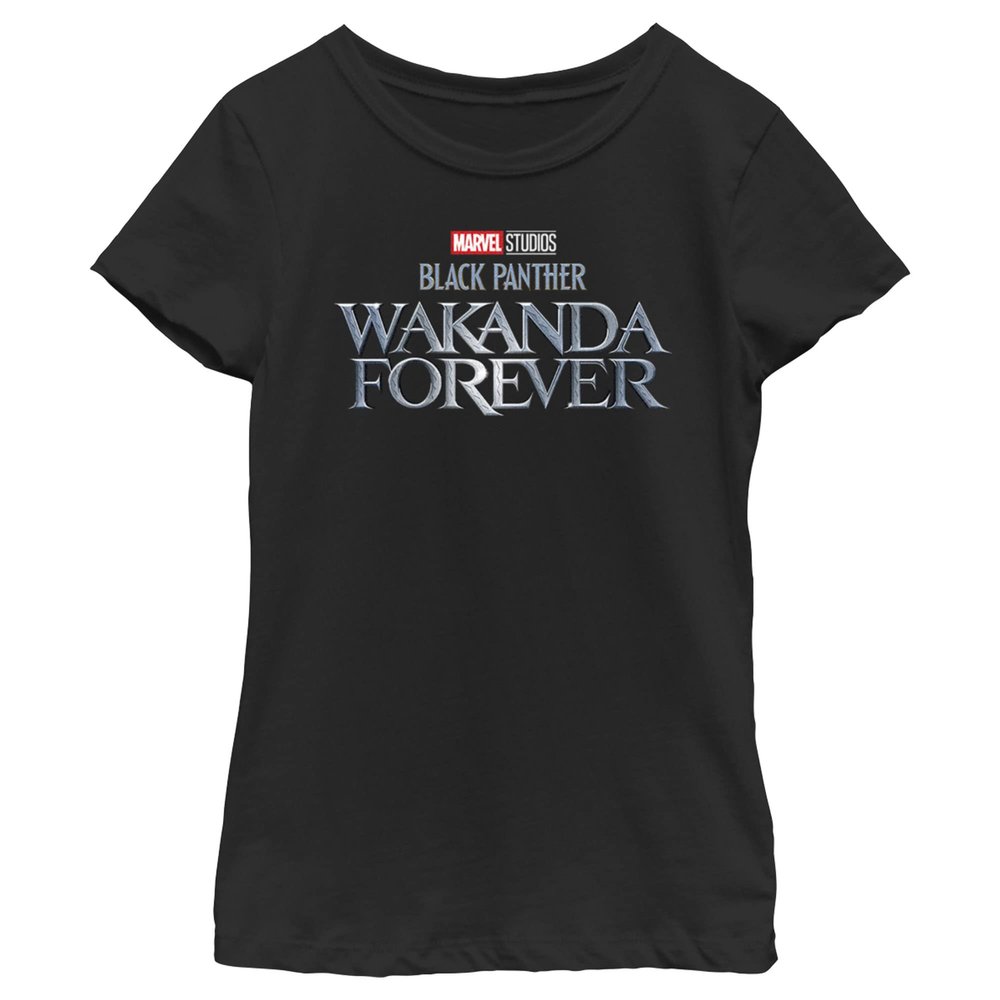 Marvel Girl's Black Panther: Wakanda Forever Metal T-Shirt, Black, Medium