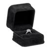 Allure - Rich Suede Black Luxury Ring Box, Elegant Diamond Ring Case, With Black Velour Interior, Jewelry Display Gift Box, For Unique Proposal, Engagement Or Wedding. view 1