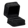 Allure - Rich Suede Black Luxury Ring Box, Elegant Diamond Ring Case, With Black Velour Interior, Jewelry Display Gift Box, For Unique Proposal, Engagement Or Wedding. view 2
