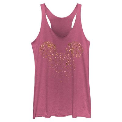 Disney Womens Disney Characters Mickey Confetti Fill Slim Fit, Scoop Hem Racerback Tank T Shirt, Pink Heather, X-Large