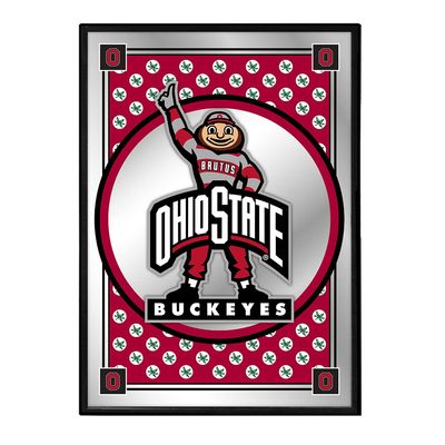The Fan-Brand NCAA Ohio State Buckeyes: Team Spirit - Mascot - Vertical Framed Mirrored Wall Sign - Sports Team Bar Sign Dcor - Home, Dorm, Garage, Office, Fan Cave