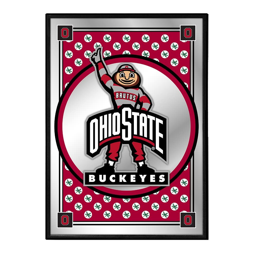 The Fan-Brand NCAA Ohio State Buckeyes: Team Spirit - Mascot - Vertical Framed Mirrored Wall Sign - Sports Team Bar Sign Dcor - Home, Dorm, Garage, Office, Fan Cave