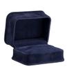 Allure - Rich Suede Navy Blue Luxury Ring Box With Double Ring Slot, Elegant Diamond Ring Case, With Blue Velour Interior, Jewelry Display Gift Box, For Unique Proposal Or Wedding view 2