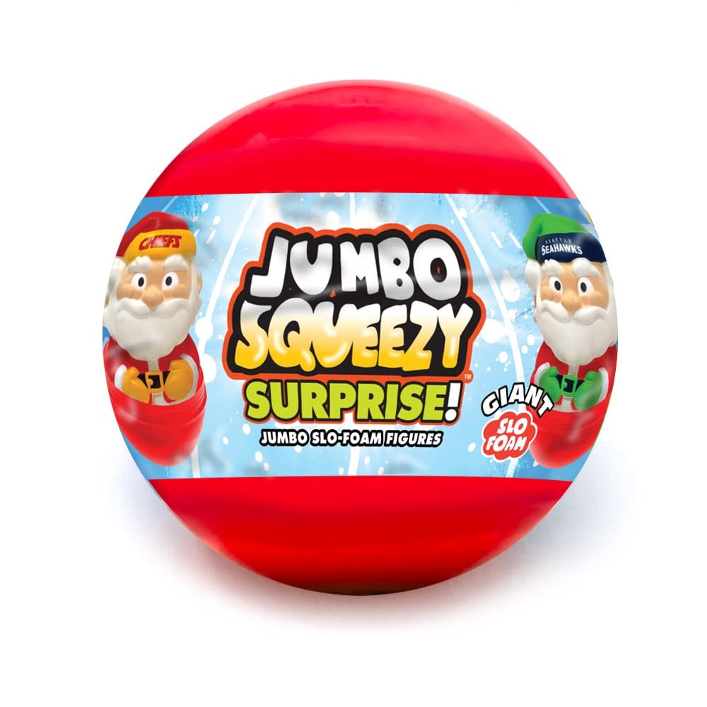 Party Animal Jumbo Santa Squeezy Surprise! One (1) Giant Capsule SqueezyMates NFL Series 1 Figure, Multicolor, 4 inch Tall