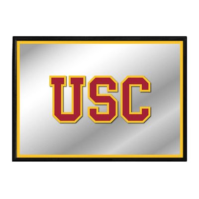 The Fan-Brand NCAA USC Trojans: Gold Edge - Horizontal Framed Mirrored Wall Sign - Sports Team Bar Sign Dcor - Home, Dorm, Garage, Office, Fan Cave