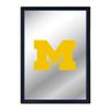 The Fan-Brand NCAA Michigan Wolverines: Block M - Blue Edge - Vertical Framed Mirrored Wall Sign - Sports Team Bar Sign Dcor - Home, Dorm, Garage, Office, Fan Cave view 1