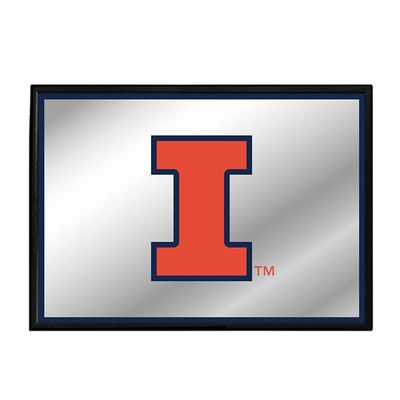 The Fan-Brand NCAA Illinois Fighting Illini: Blue Edge - Horizontal Framed Mirrored Wall Sign - Sports Team Bar Sign Dcor - Home, Dorm, Garage, Office, Fan Cave