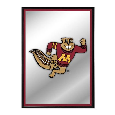 The Fan-Brand NCAA Minnesota Golden Gophers: Mascot - Maroon Edge - Vertical Framed Mirrored Wall Sign - Sports Team Bar Sign Dcor - Home, Dorm, Garage, Office, Fan Cave